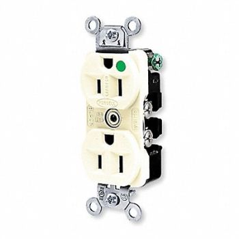 HUBBELL Receptacle Duplex 15A 5-15R 125V Ivory, 3D283