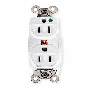 HUBBELL Receptacle Duplex 15A 5-15R 125V White, 3D285