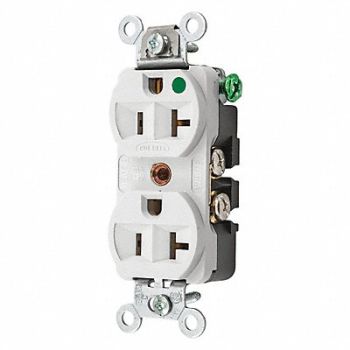 HUBBELL Receptacle Duplex 20A 5-20R 125V White, 3D288