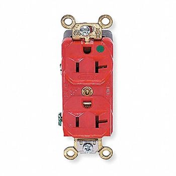 HUBBELL Receptacle Duplex 20A 5-20R 125V Red, 3D290