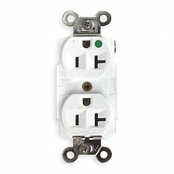 HUBBELL Receptacle Duplex 20A 5-20R 125V White, 3D291