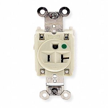 HUBBELL Receptacle Single 20A 5-20R 125V Ivory, 3D292