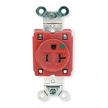 HUBBELL Receptacle Single 20A 5-20R 125V Red, 3D293