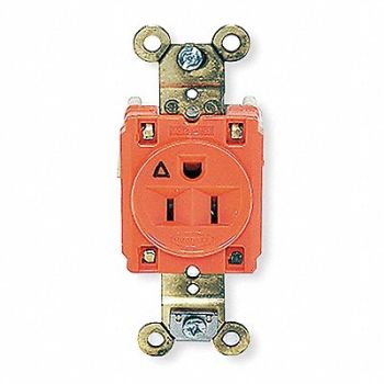 HUBBELL Receptacle Single 15A 5-15R 125V Orange, 3D400
