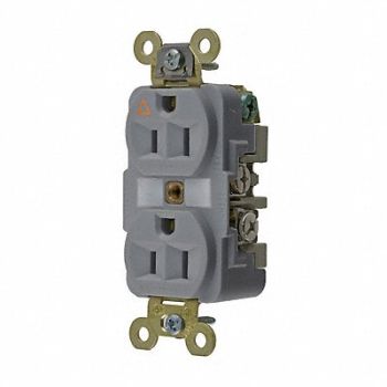 HUBBELL Receptacle Duplex 15A 5-15R 125V Gray, 3D401