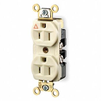 HUBBELL Receptacle Duplex 15A 5-15R 125V Ivory, 3D402