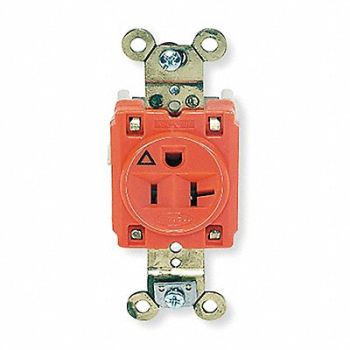 HUBBELL Receptacle Single 20A 5-20R 125V Orange, 3D404