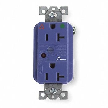 HUBBELL Receptacle Deco 20A 5-20R 125V Blue, 3D407