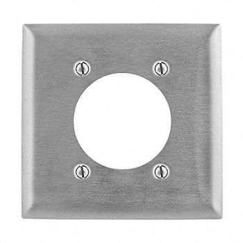 HUBBELL Sng Recept Wll Plt Stnd Silver 2Gng Smth, 3D445