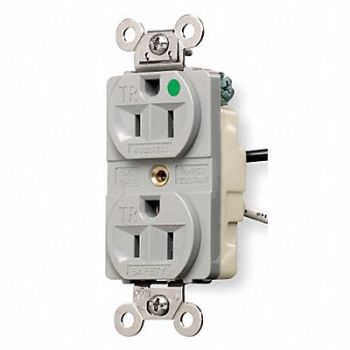 HUBBELL Receptacle Duplex 15A 5-15R 125V Gray, 5Z825
