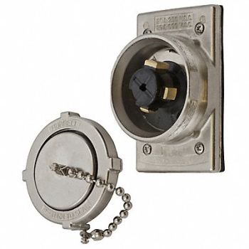 HUBBELL Flanged Locking Inlet Black, 3D547