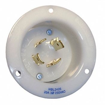 HUBBELL Flanged Inlet 250V 20A L15-20P 3P 4W 3PH, 3D566