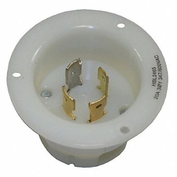 HUBBELL Flanged Locking Inlet White, 3D583