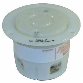 HUBBELL Flanged Locking Receptacle Industrial 20, 3D584
