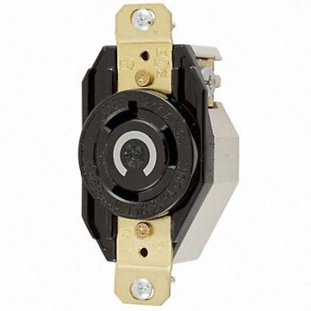 HUBBELL Locking Receptacle Industrial 30 Black, 3D624