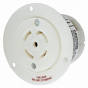 HUBBELL Flng Lck Recpt 30 A Wht Nyl L22-30R 1Gng, 3D661