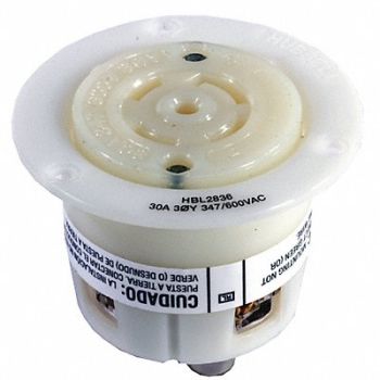 HUBBELL Flanged Locking Receptacle Industrial 30, 3D666