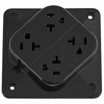 HUBBELL Receptacle Quad 20A 5-20R 125V Black, 3D757