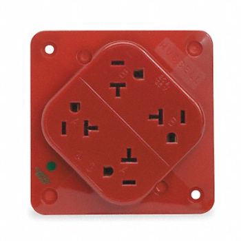 HUBBELL Receptacle Quad 20A 5-20R 125V Red, 3D760