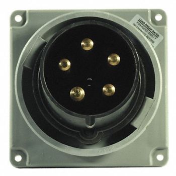 HUBBELL IEC Pin and Sleeve Inlet 100A 600V Black, 3D835