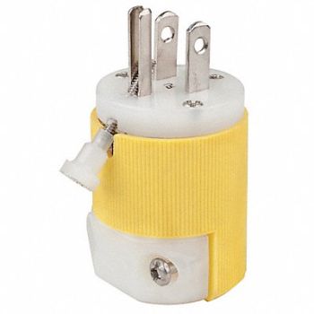 HUBBELL Straight Blade Plug 15A 5-15P Yellow, 3D877