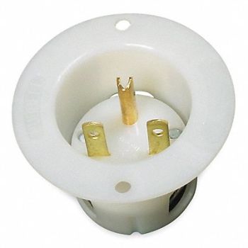 HUBBELL Flanged Inlet White 15 A Round 6-15P, 3D931