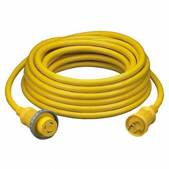 HUBBELL WIRING DEVICE-KELLEMS Shore Power Cable 50ft 10Ga 30A STOW Yel, 3D961