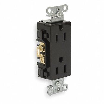 HUBBELL Receptacle Deco 15A 5-15R 125V Black, 3DVU3