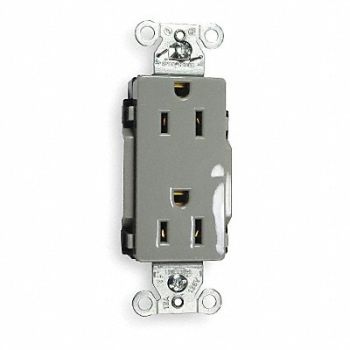 HUBBELL Receptacle Deco 15A 5-15R 125V Gray, 3DVU4