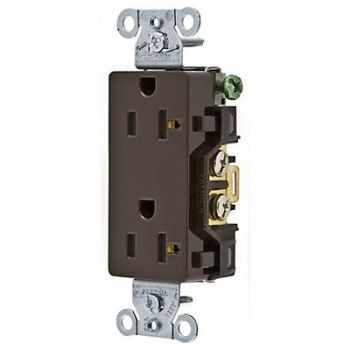 HUBBELL Receptacle Deco 20A 5-20R 125V Brown, 3DVU8