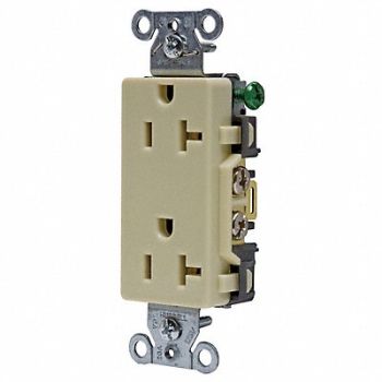 HUBBELL Receptacle Deco 20A 5-20R 125V Ivory, 3DVX3
