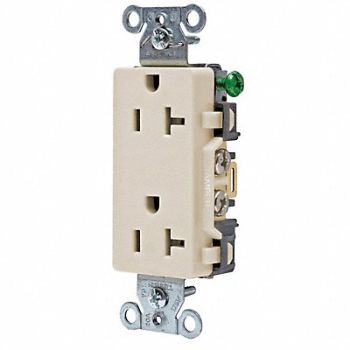 HUBBELL Receptacle Deco 20A 5-20R 125V Almond, 3DVX4