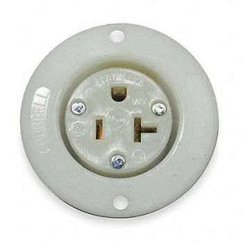 HUBBELL Flanged Receptacle Single 20A 5-20R 125V, 3DZP6