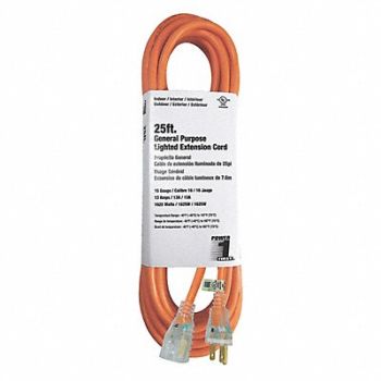 POWER FIRST Extension Cord 25ft 16Ga 13A SJTW Orange, 3EA98