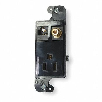 HUBBELL Receptacle Voice/Data 5-15R 125V, 3EAD4