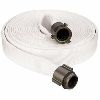 GRAINGER APPROVED Fire Hose 100 ft White Polyester, 4YLK5