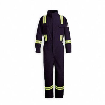 BULWARK H0471 FR Coverall Reflective Trim Nvy 4XL HRC1, 3FAH4
