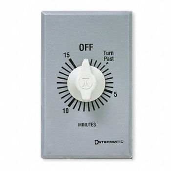 INTERMATIC Timer Spring Wound 15 Min SPDT Silver, 3FXA4