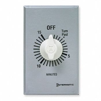 INTERMATIC Timer Spring Wound 15 Min DPST Silver, 3FXA5