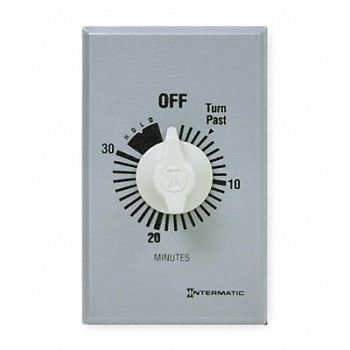 INTERMATIC Timer Spring Wound 30 Min SPST Silver, 3FXA6