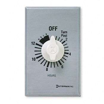 INTERMATIC Timer Spring Wound 12 Hr SPDT Silver, 3FXC7