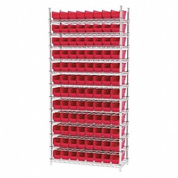 AKRO-MILS D5527 Bin Shlvng 14inx74inx36in Red, 3FYW7
