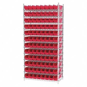 AKRO-MILS D5529 Bin Shlvng 18inx74inx36in Red, 3FYX8