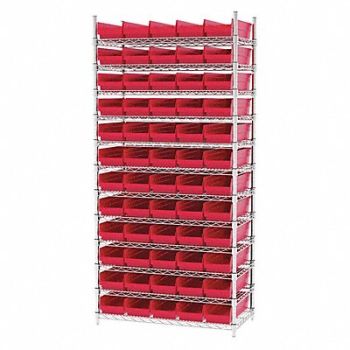 AKRO-MILS D5528 Bin Shlvng 18inx74inx36in Red, 3FYY4
