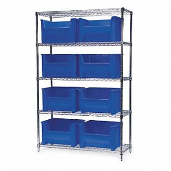 AKRO-MILS G3471 Bin Shlvng 18inx74inx48in Blue, 3FYZ1