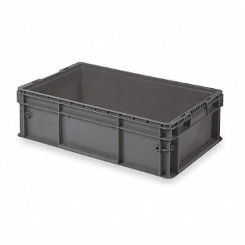 BUCKHORN Straight Wall Container Gray Solid HDPE, 3FZA9