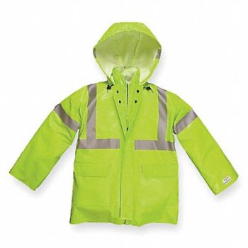 NASCO D0642 Arc Flash Rain Jacket Cat 1 Ylw/Grn L, 3FZL7