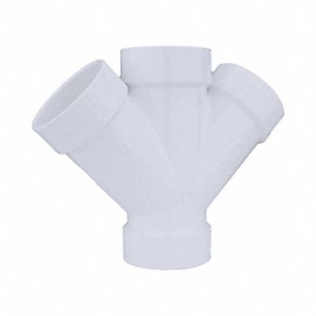 GRAINGER APPROVED Double Wye PVC Schedule 40 4 in White, 3GUU8