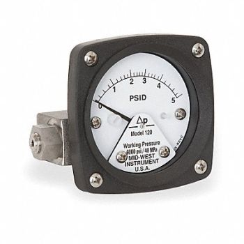 MIDWEST INSTRUMENT D0755 Pressure Gauge 0 to 5 psi, 3GVA1