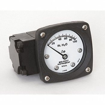 MIDWEST INSTRUMENT D0756 Pressure Gauge 0 to 100 In H2O, 3GVD4